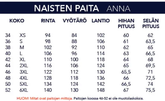 NAISTEN MUSTA PAITA 6040-90